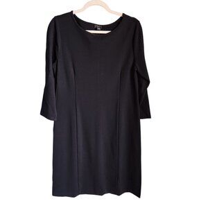 Ann Taylor Dress Black Medium Factory 3/4 Sleeve Knee Length Scoop Neck Basics M